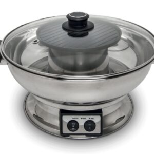 Fondue chinoise électrique avec plaque à grill