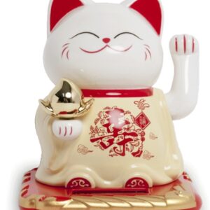 Chat chanceux solaire jaune doré