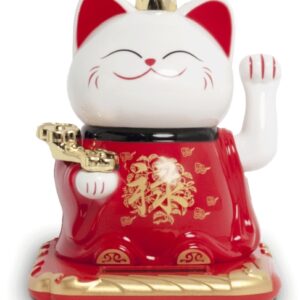 Chat chanceux solaire rouge