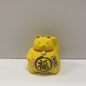 Tirelire chat chanceux jaune